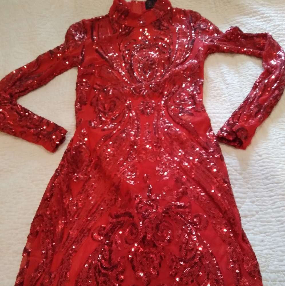 Sexy red sequin dress